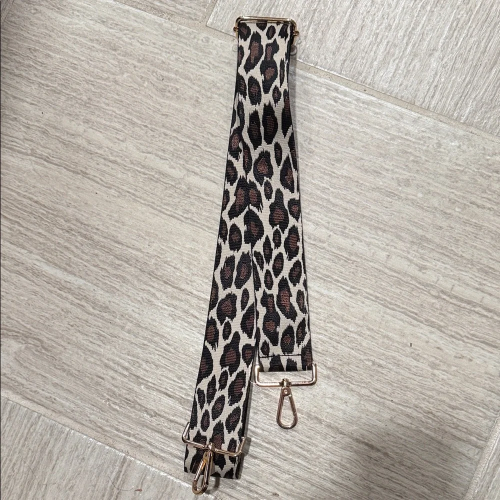 Leopard Print Adjustable Bag Strap - Brown/Black